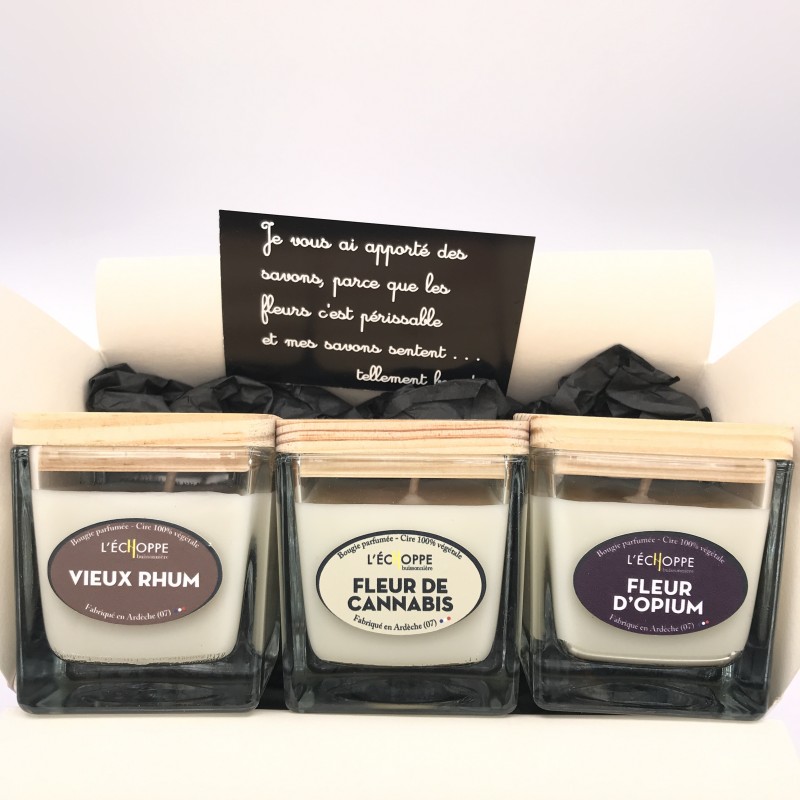 Trio de Bougies Violette-Rose-Lavande