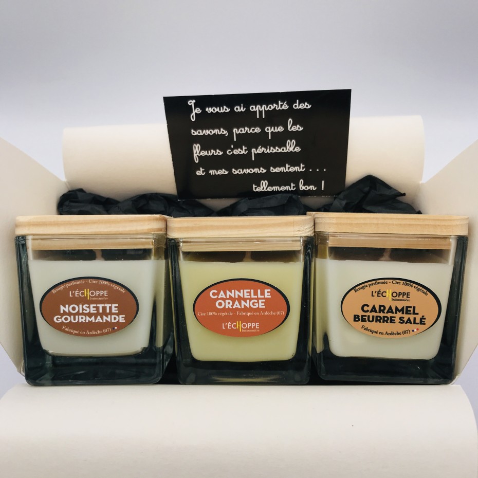 Trio de Bougies Noisette-Cannelle Orange-Caramel 