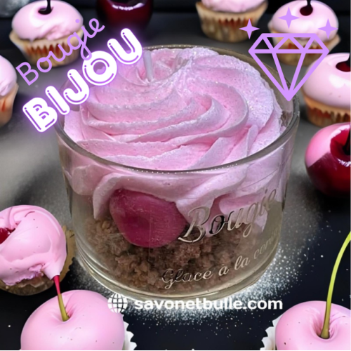 Bougie bijou Chantilly cerise