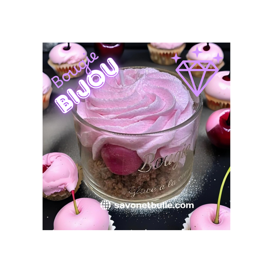 Bougie bijou Chantilly cerise