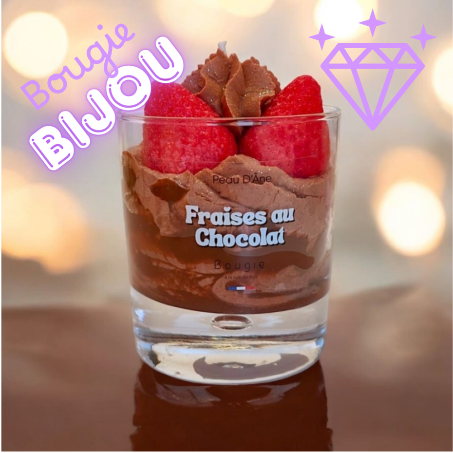 Bougie bijou Chantilly fraises au chocolat