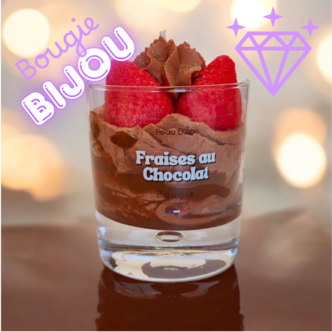 Bougie Bijou Fraises au Chocolat